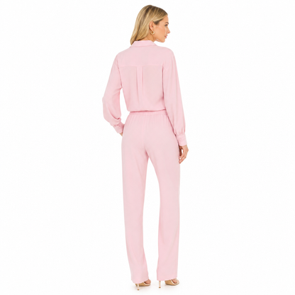 Women's Lapel Shirt-Blouse and Trouser Two-Piece Set