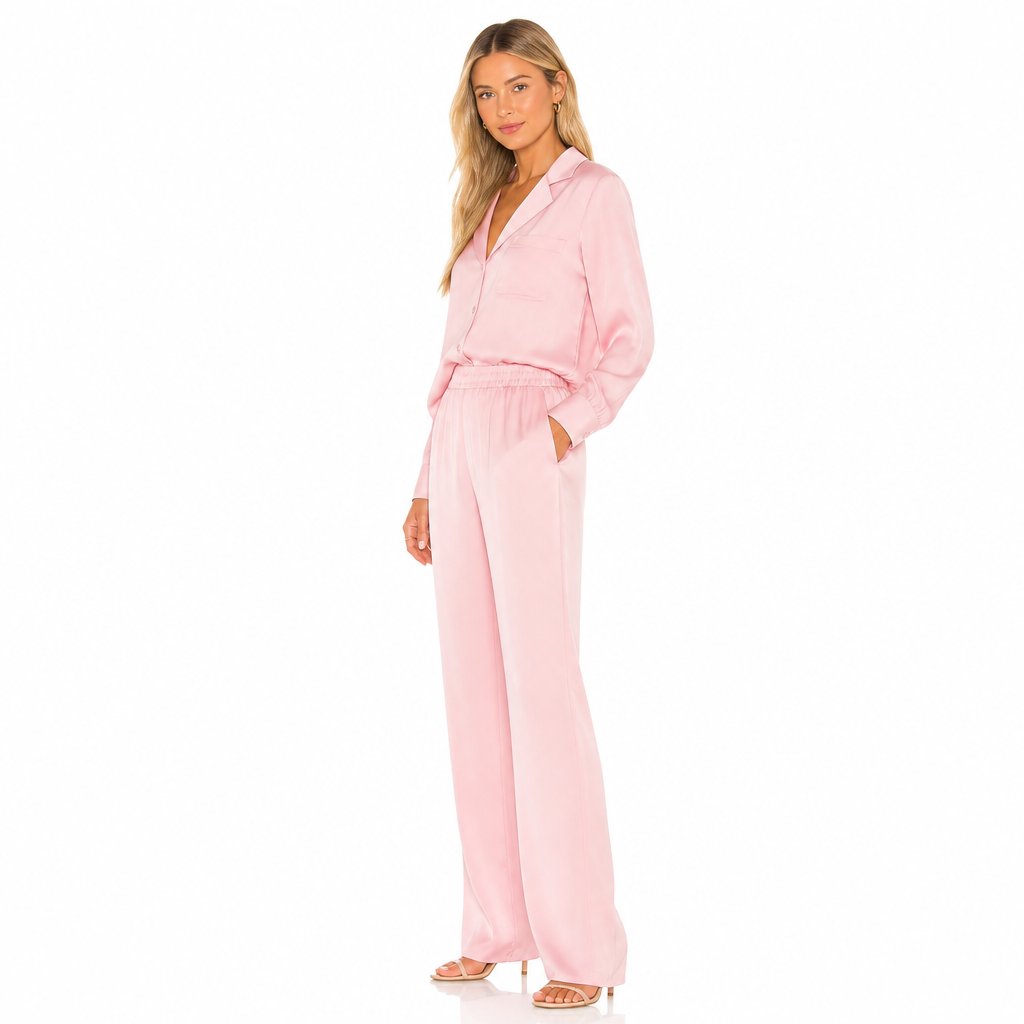 Women's Lapel Shirt-Blouse and Trouser Two-Piece Set