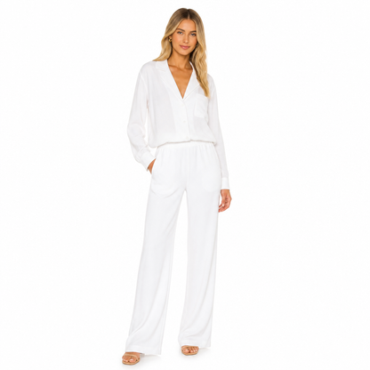 Women's Lapel Shirt-Blouse and Trouser Two-Piece Set