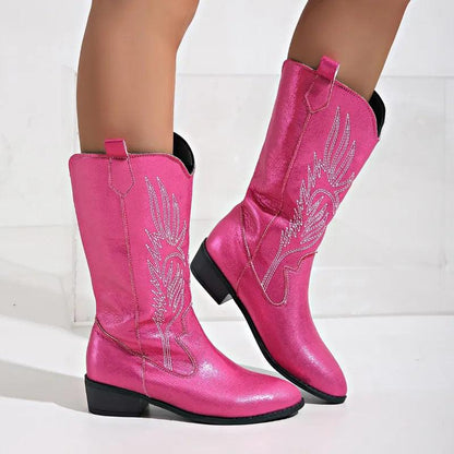 Women's Leather Cowboy Boots Western Style