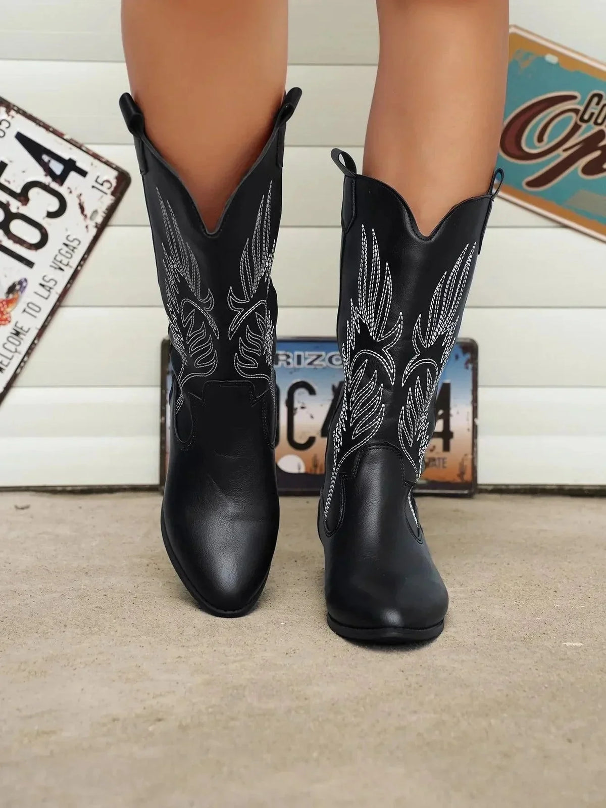 Women's Leather Cowboy Boots Western Style
