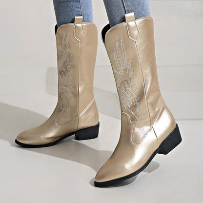 Women's Leather Cowboy Boots Western Style