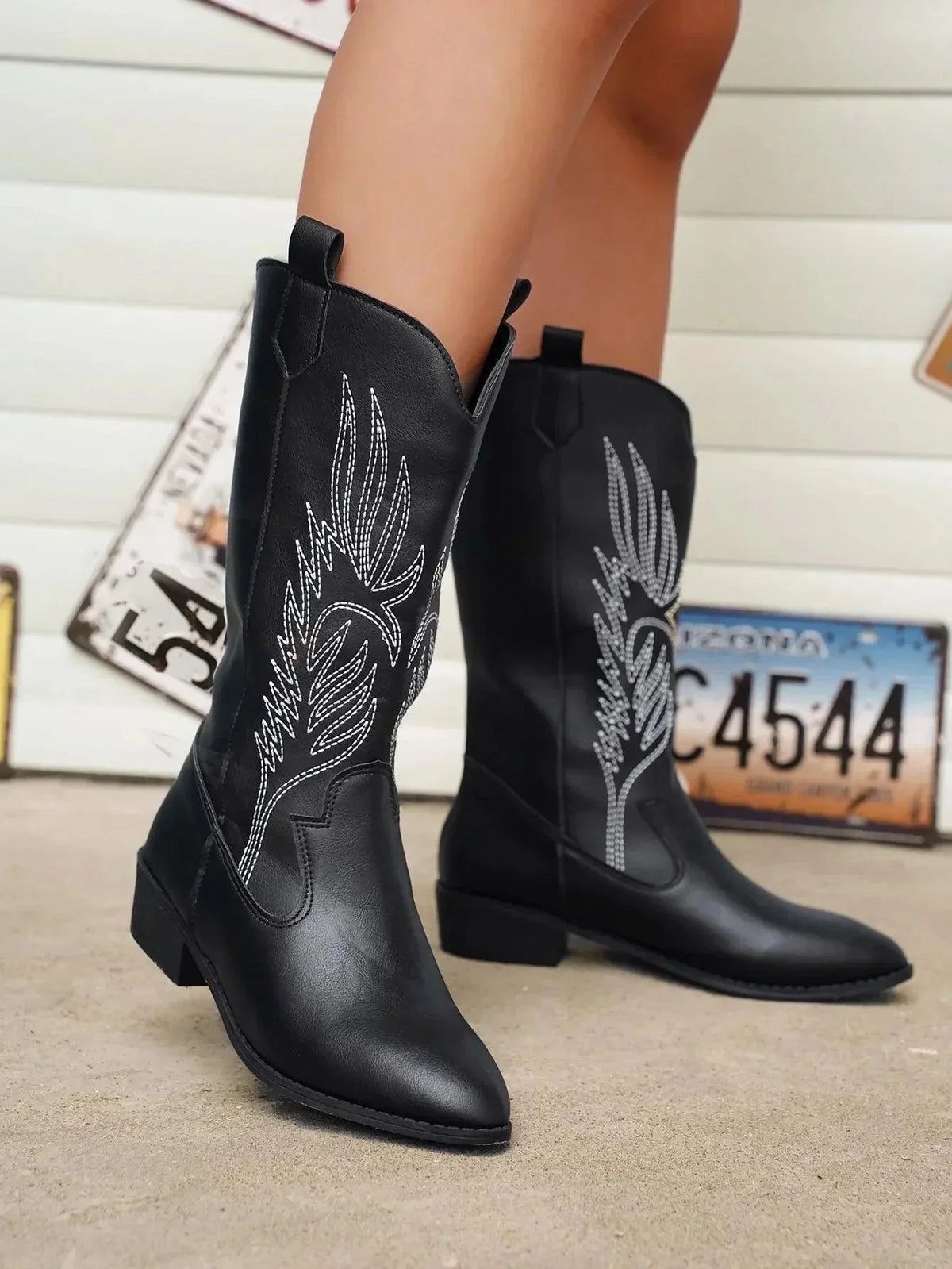 Women's Leather Cowboy Boots Western Style