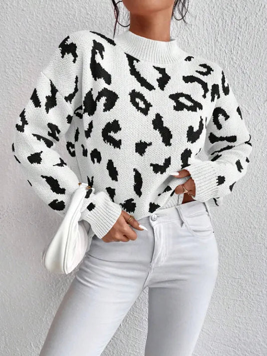Women's Leopard Print Knit Sweater