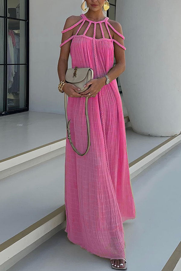Women's Linen Blend Draped Maxi Dress