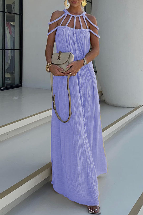Women's Linen Blend Draped Maxi Dress