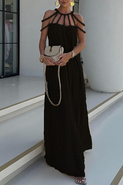 Women's Linen Blend Draped Maxi Dress