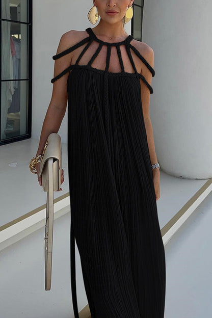 Women's Linen Blend Draped Maxi Dress