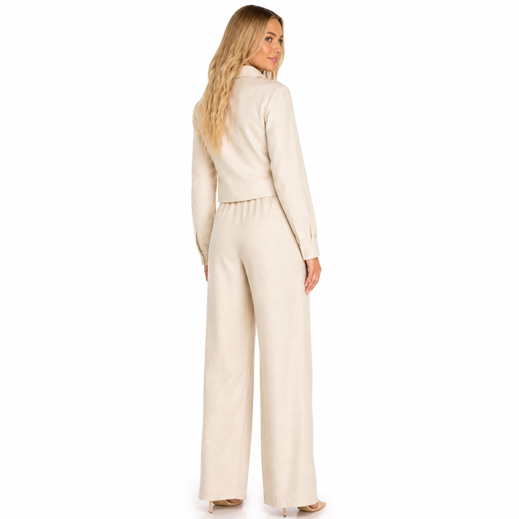 Women's Linen-Blend Shirt and Wide-Leg Trouser Set