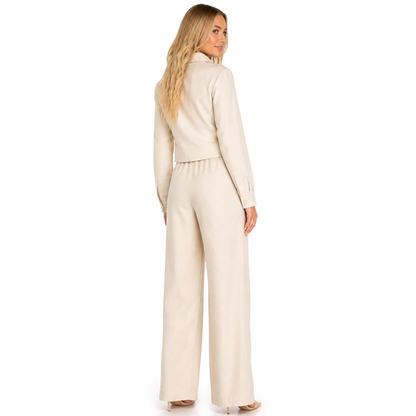 Women's Linen-Blend Shirt and Wide-Leg Trouser Set