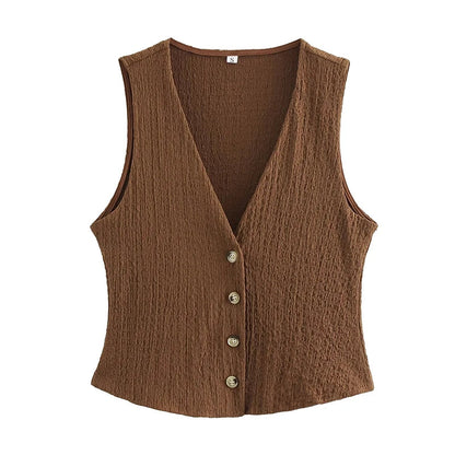 Women's Linen Sleeveless Co-Ord Set with Wide-Leg Trousers