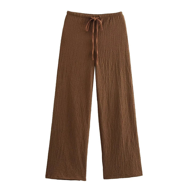 Women's Linen Sleeveless Co-Ord Set with Wide-Leg Trousers