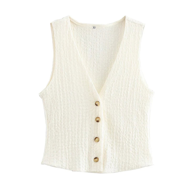 Women's Linen Sleeveless Co-Ord Set with Wide-Leg Trousers