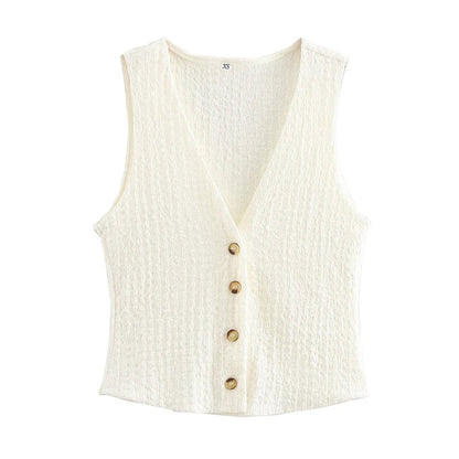 Women's Linen Sleeveless Co-Ord Set with Wide-Leg Trousers