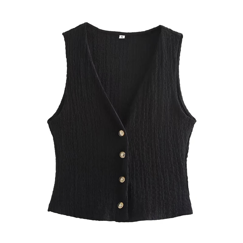 Women's Linen Sleeveless Co-Ord Set with Wide-Leg Trousers