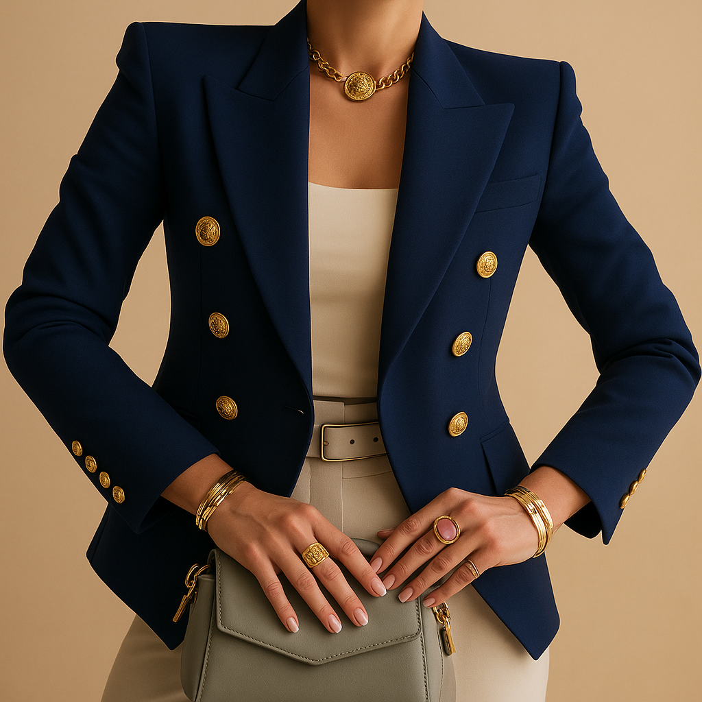 Women's Long Blazer with Elegant Silhouette in Plus Size