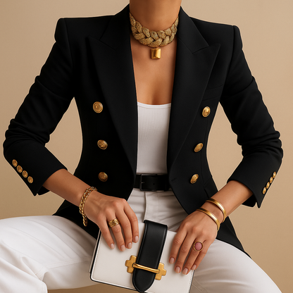 Women's Long Blazer with Elegant Silhouette in Plus Size
