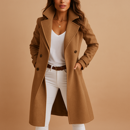 Women's Long Elegant Buttoned Winter Coat