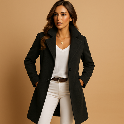 Women's Long Elegant Buttoned Winter Coat