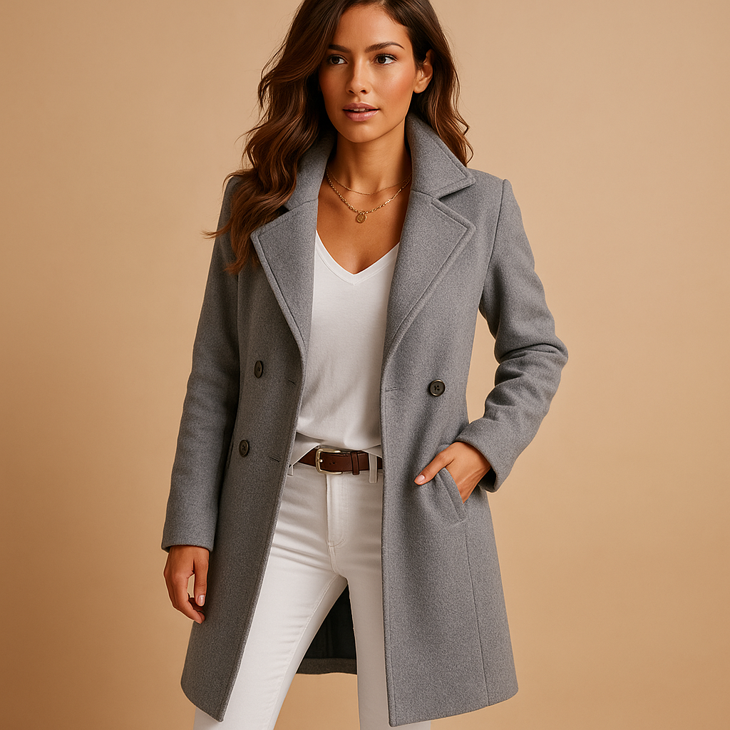 Women's Long Elegant Buttoned Winter Coat
