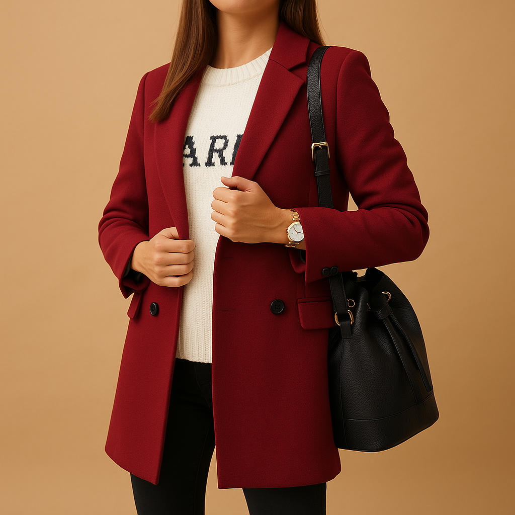 Women's Long Elegant Jacket with Classic Cut