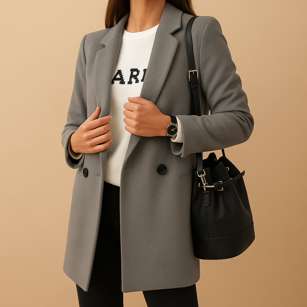 Women's Long Elegant Jacket with Classic Cut
