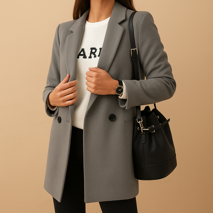 Women's Long Elegant Jacket with Classic Cut