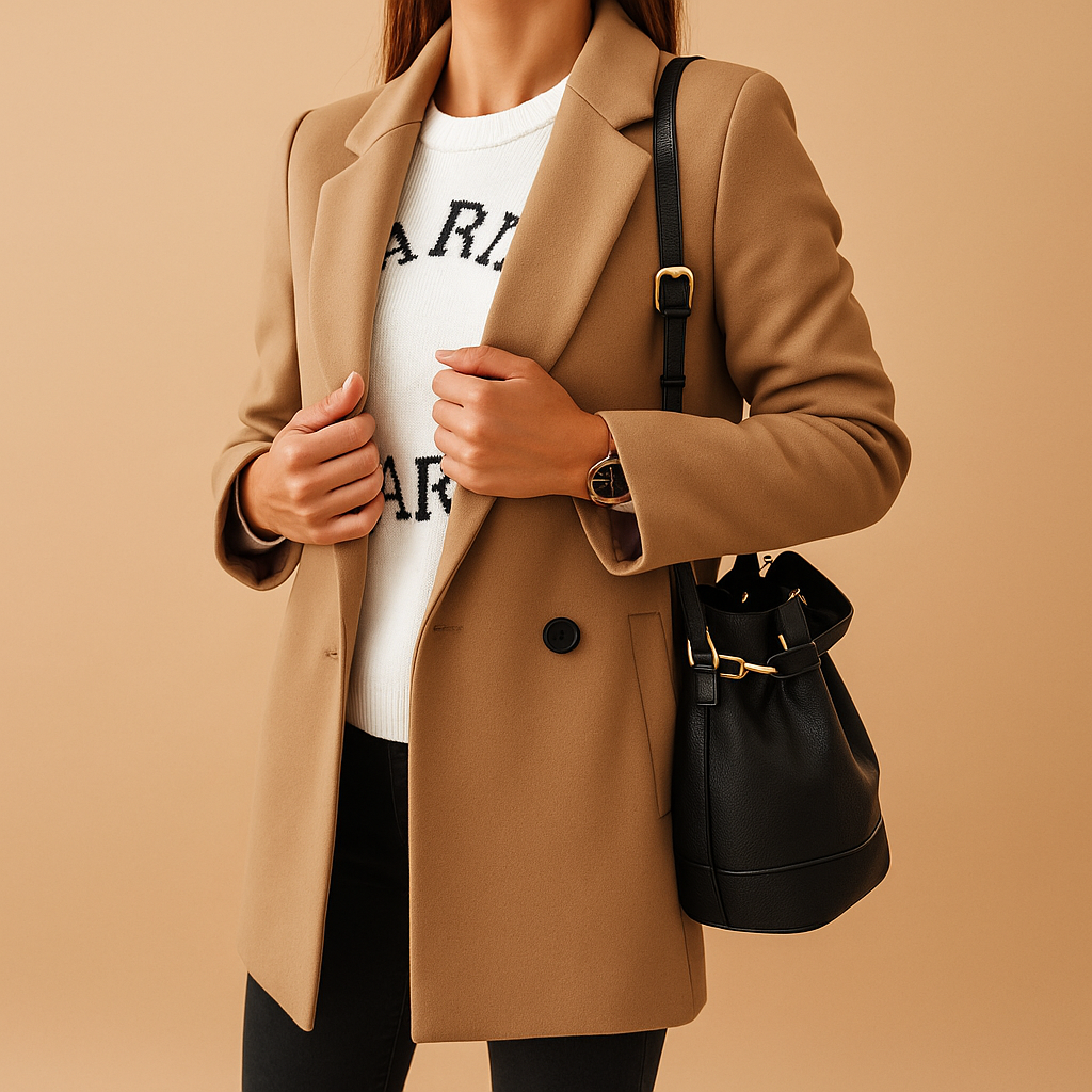 Women's Long Elegant Jacket with Classic Cut
