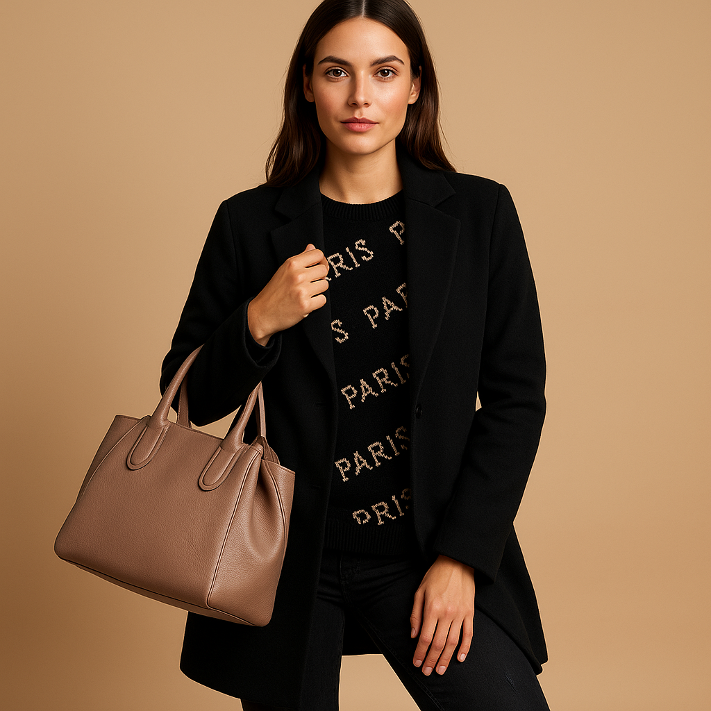Women's Long Elegant Jacket with Classic Cut