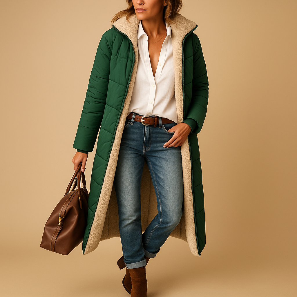Women's Long Puffer Coat with Insulation for Winter