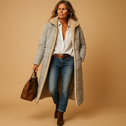 Women's Long Puffer Coat with Insulation for Winter