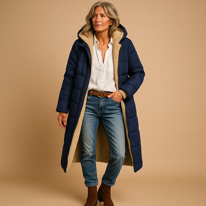 Women's Long Puffer Coat with Insulation for Winter