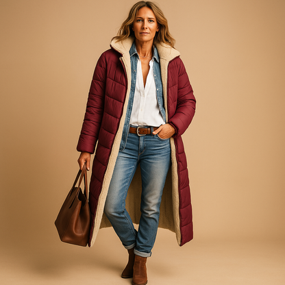 Women's Long Puffer Coat with Insulation for Winter