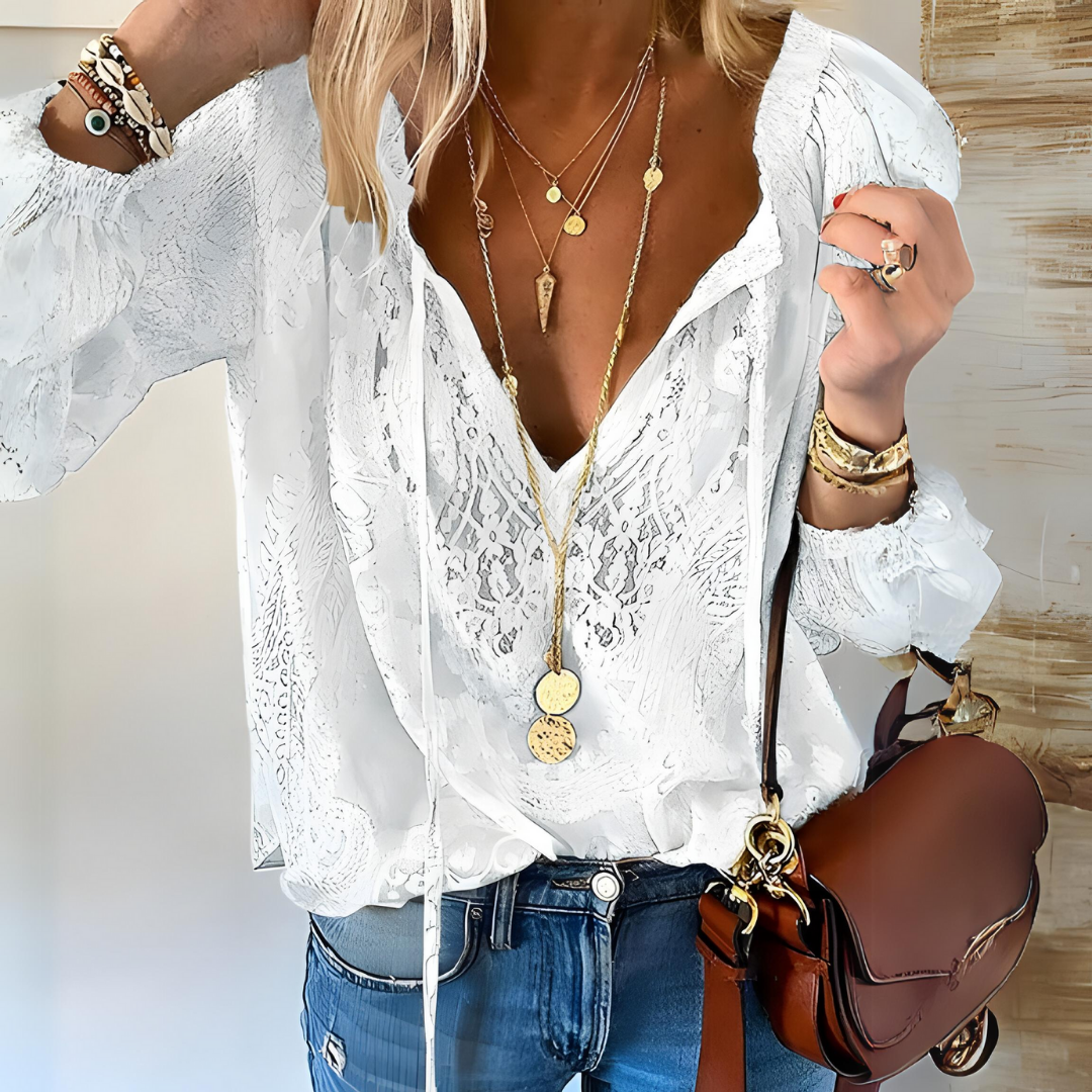 Women's Long Sleeve V-Neck Blouse