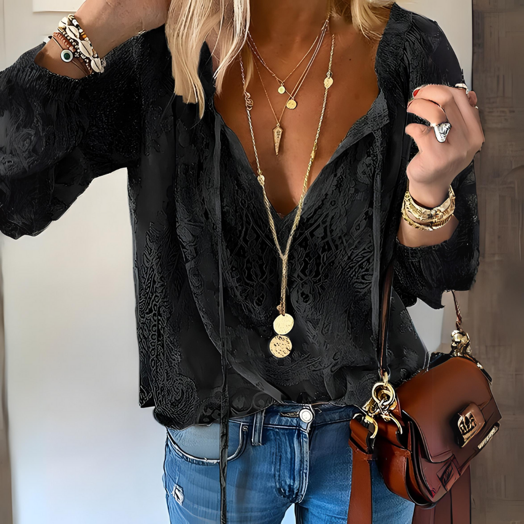 Women's Long Sleeve V-Neck Blouse