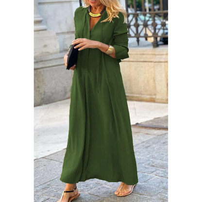 Women's Long Sleeve V-Neck Maxi Dress