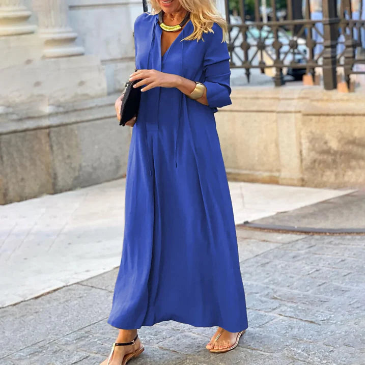Women's Long Sleeve V-Neck Maxi Dress