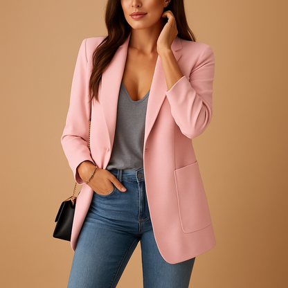 Women's Long Slim Cut Black Blazer