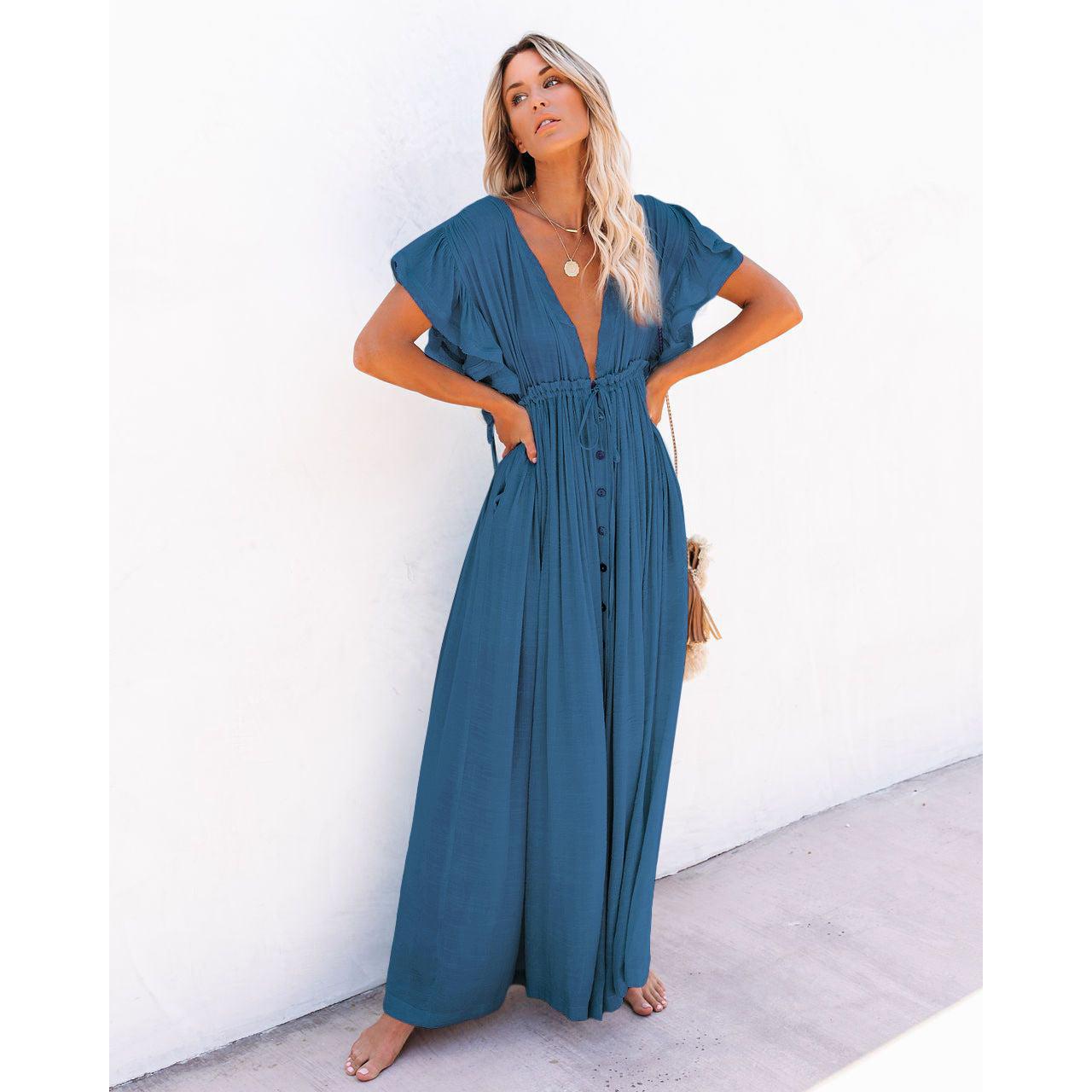 Women's Long V-Neck Maxi Summer Dress