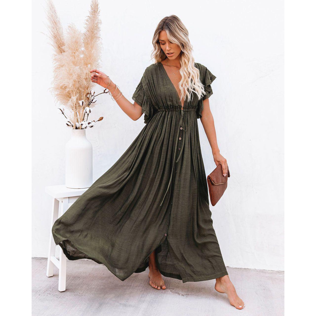 Women's Long V-Neck Maxi Summer Dress