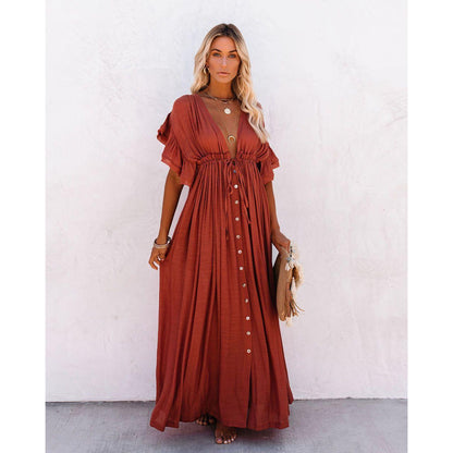 Women's Long V-Neck Maxi Summer Dress