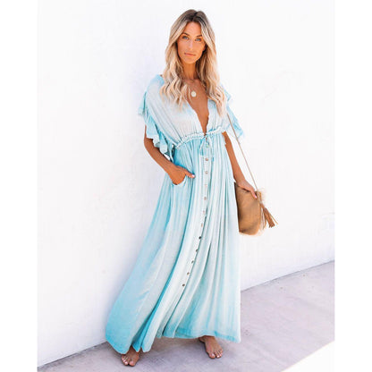 Women's Long V-Neck Maxi Summer Dress