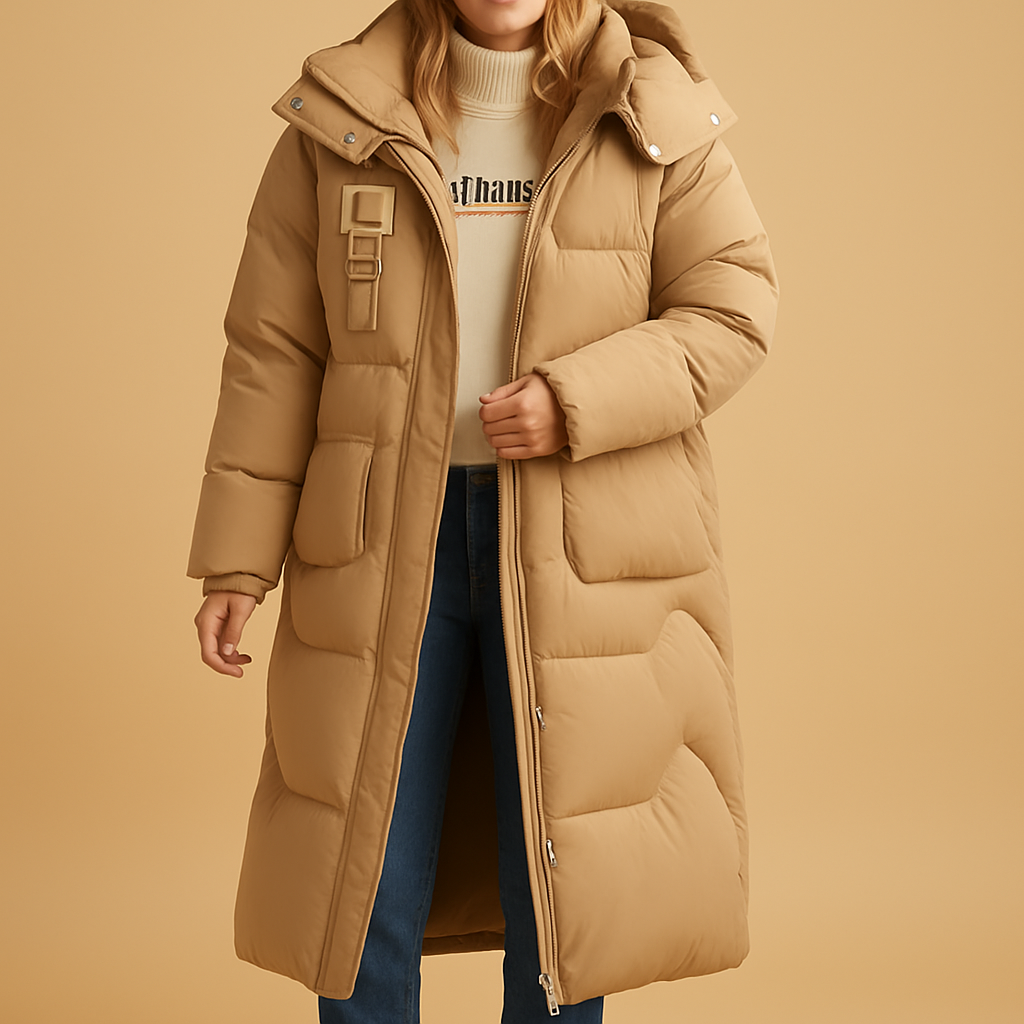 Women's Long Winter Coat with Pockets