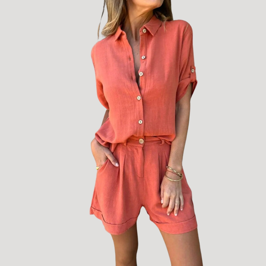 Women's Loungewear Set - Stylish Two-Piece Shirt and Shorts