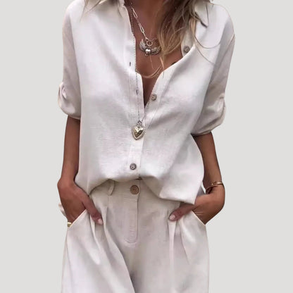 Women's Loungewear Set - Stylish Two-Piece Shirt and Shorts