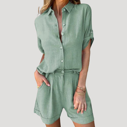 Women's Loungewear Set - Stylish Two-Piece Shirt and Shorts