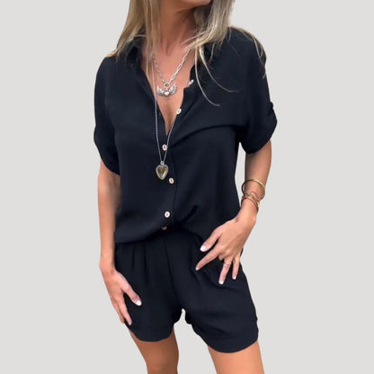 Women's Loungewear Set - Stylish Two-Piece Shirt and Shorts