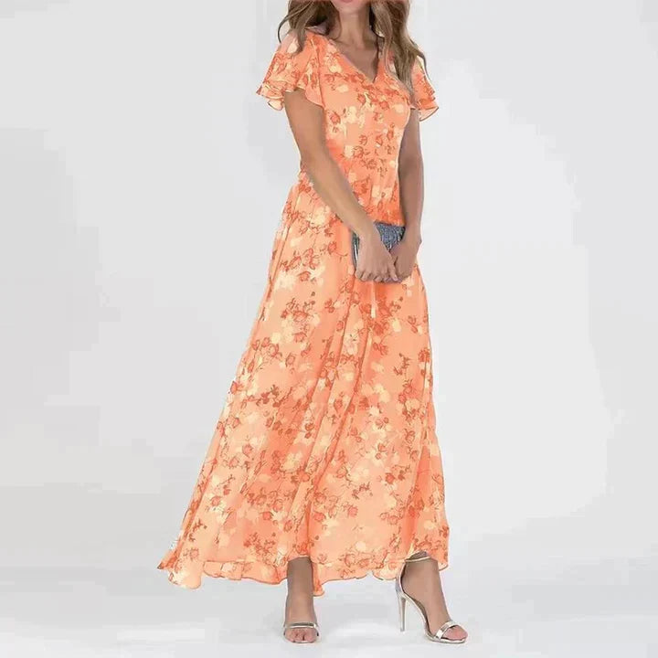Women's Maxi Dress with Flutter Sleeves