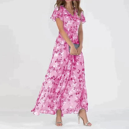 Women's Maxi Dress with Flutter Sleeves