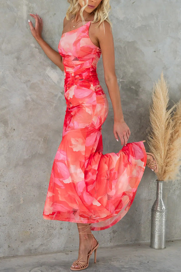 Women's Maxi Summer Dress with Mesh Overlay